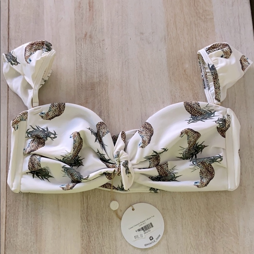 Cream Cheetah Repeat Cabana Bikini Top